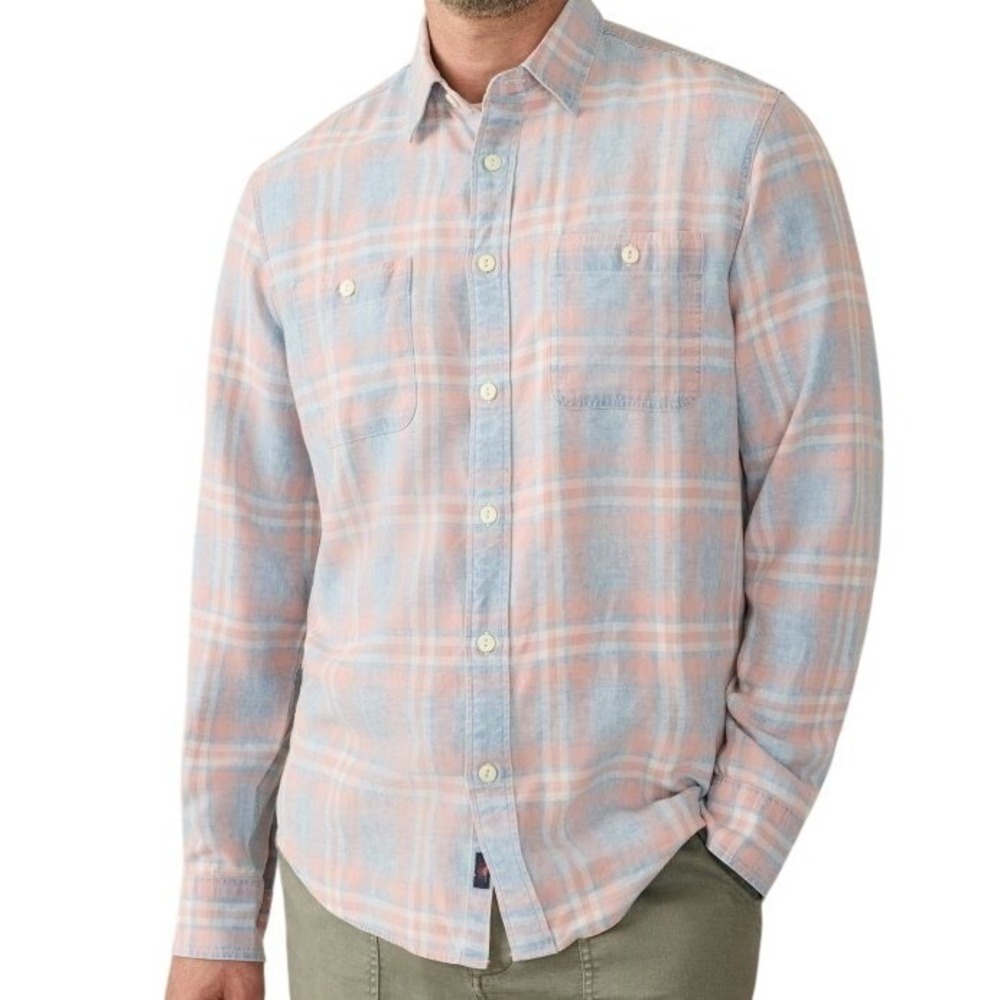 Faherty Mens XXL Tried and True Chambray Work Shirt‎ Coral Bay NWT
